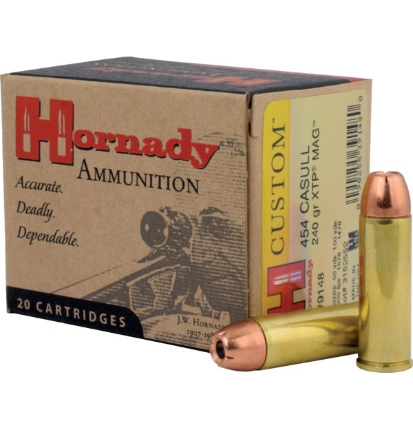 BOITE DE 20 CARTOUCHES HORNADY 454 CASULL 240GR XTP 9148*