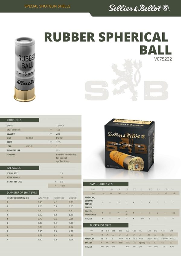 CARTOUCHES SB RUBBER BALL 2 BALLES CAL.12+