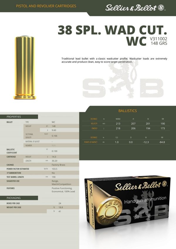 CARTOUCHES SB 38SP WC 9.6g (***CARTON DE 1.200***)*+