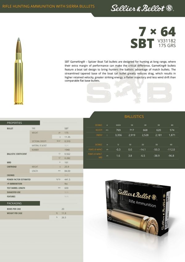CARTOUCHES SB 7X64 SIERRA SBT+