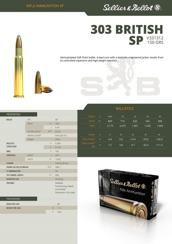 CARTOUCHES SB 303 BRITISH SP 150G REF.V331312+