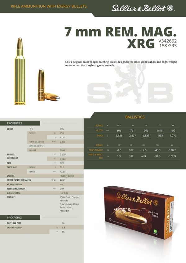 CARTOUCHES SB 7MM REM MAG 10,2G XRG+