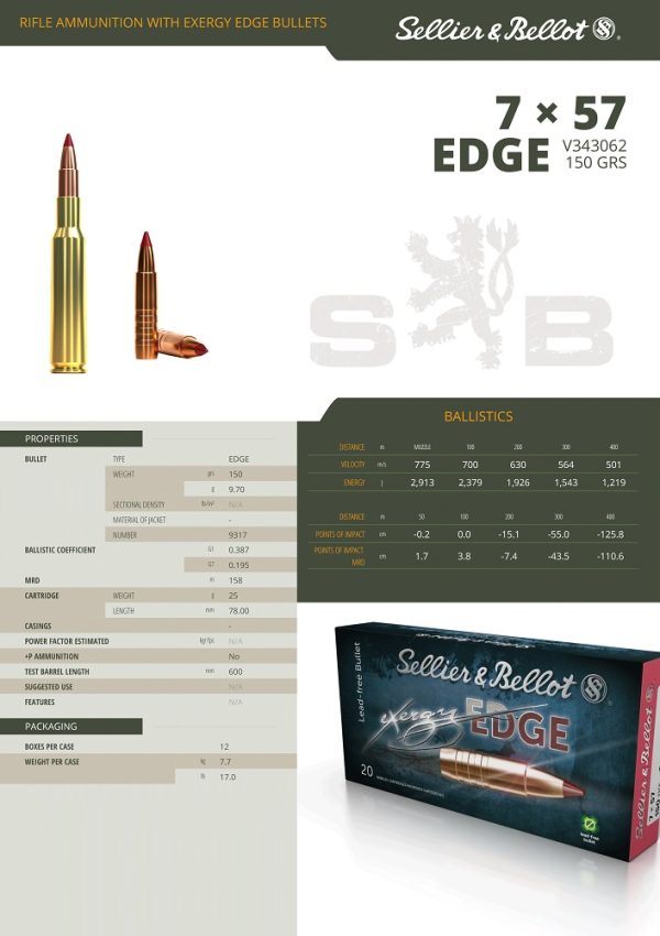 CARTOUCHES SB 7x57 EXERGY EDGE TXRGCE 120g/7,8 343062+