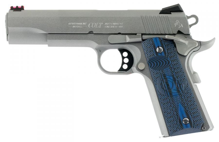 PISTOLET COLT GOVERNMENT COMPETITION 5″ INOX BROSSE 45ACP O1070CCS*