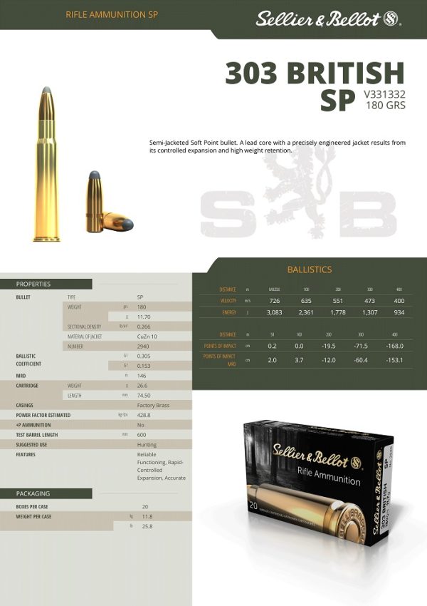 CARTOUCHES SB 303 BRITISH SP 180G REF.V331332+