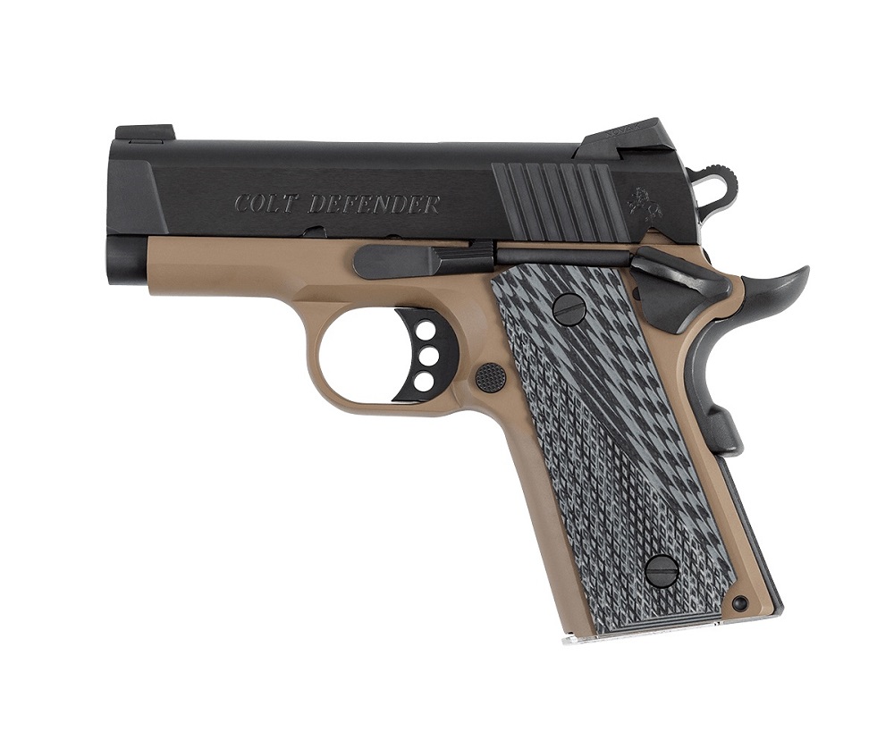 PISTOLET COLT DEFENDER 45 ACP 3″ FDE CERAKOTE BLUED O7800XE-FDE*