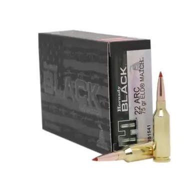 BOITE DE 20 CARTOUCHES HORNADY 22 ARC 75GR ELD-MATCH BLACK 81541