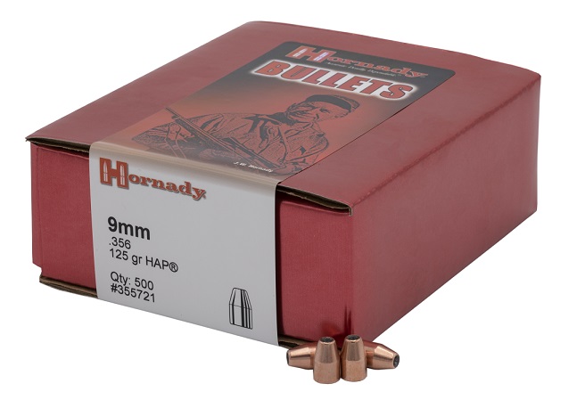 BOITE DE 500 OGIVES HORNADY 9MM .356 125GR HAP 355721*