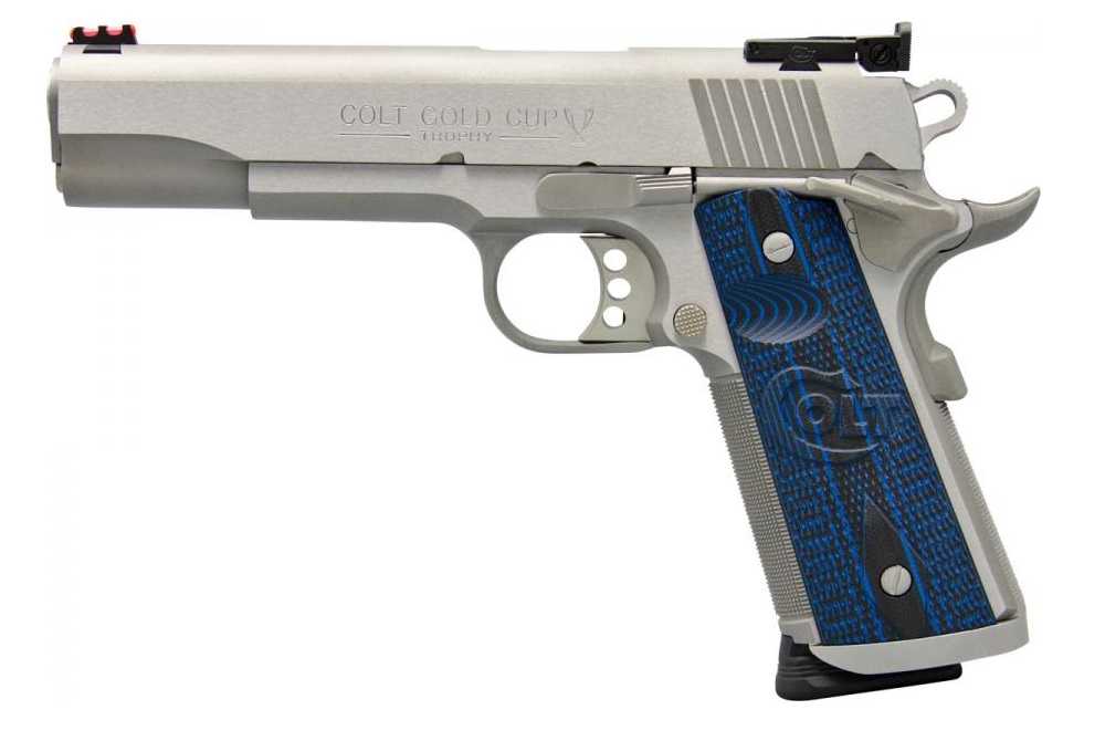 PISTOLET COLT GOLD CUP TROPHY 5&Prime; INOX BROSSE 45ACP O5070XE*