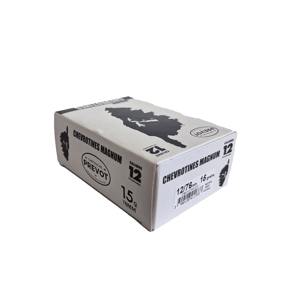 BOITE DE 10 CARTOUCHES PREVOT CHEVROTINES MAG SUPER JUPE 12/76 15G+